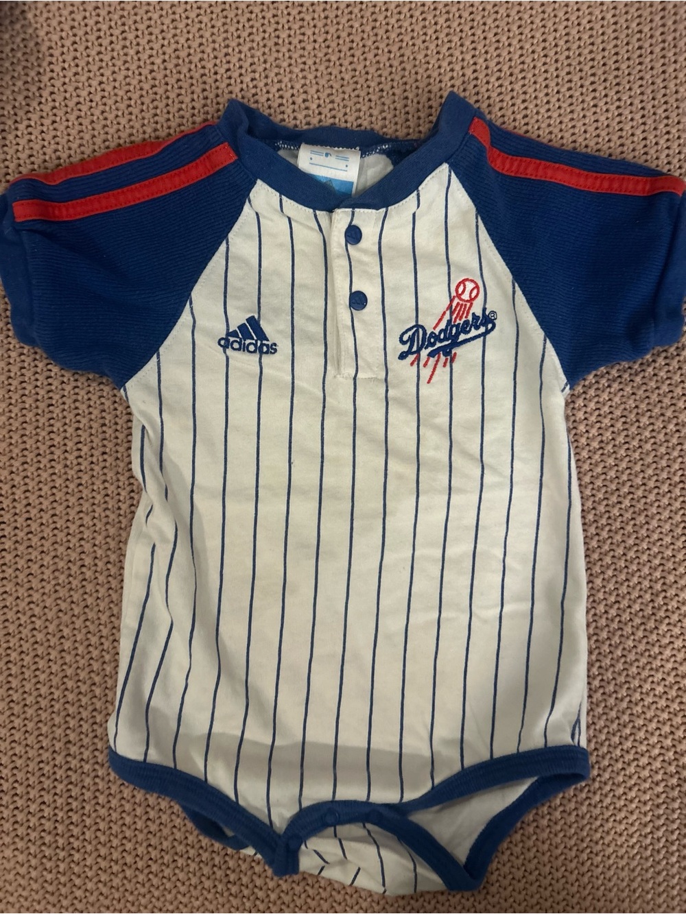 Vintage Adidas Team LA Dodgers Baby Baseball Romper Bodysuit 18M Embroidered